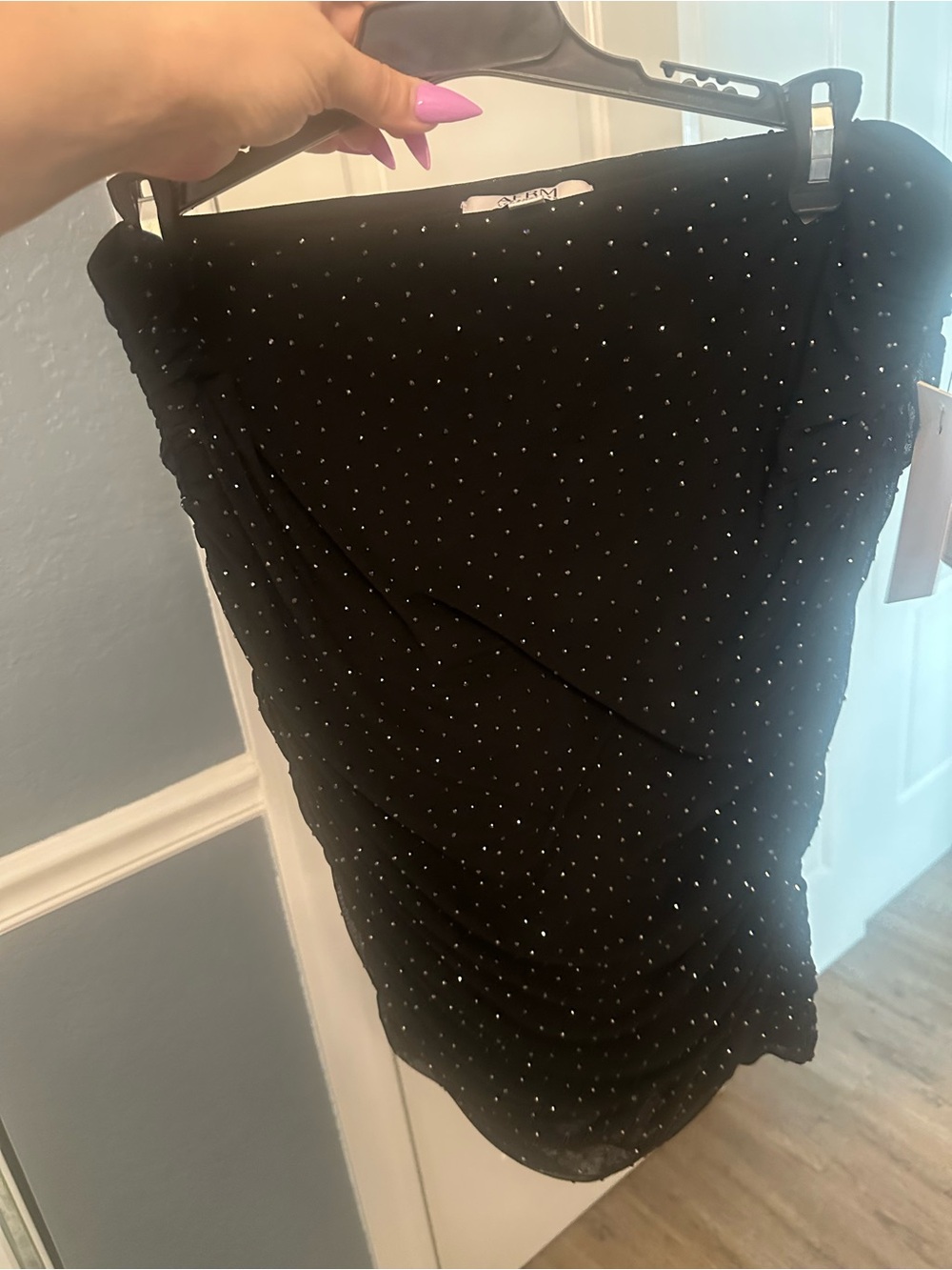 AFRM Black Mini Skirt with Silver Rhinestone Accents